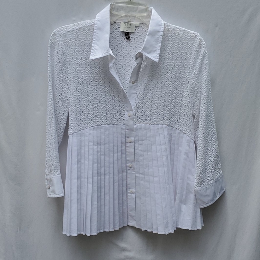 HD In Paris Anthropologie White Button Front Lace